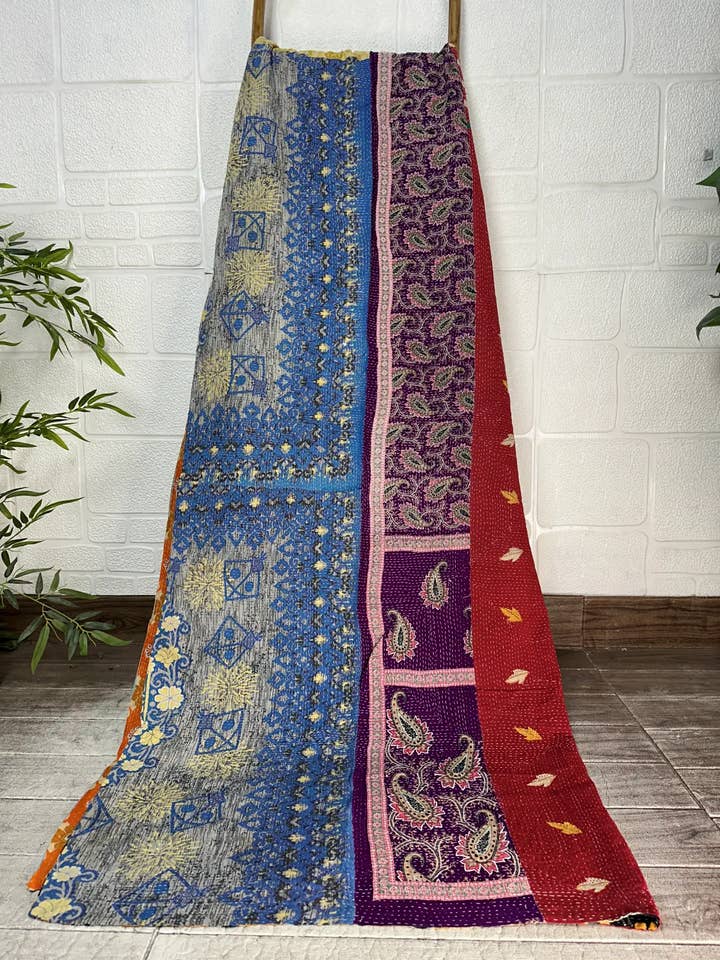 Vintage Kantha Throw Reversible Handstitched Sofa Throw Quil for wholesale by The Eastern Loom