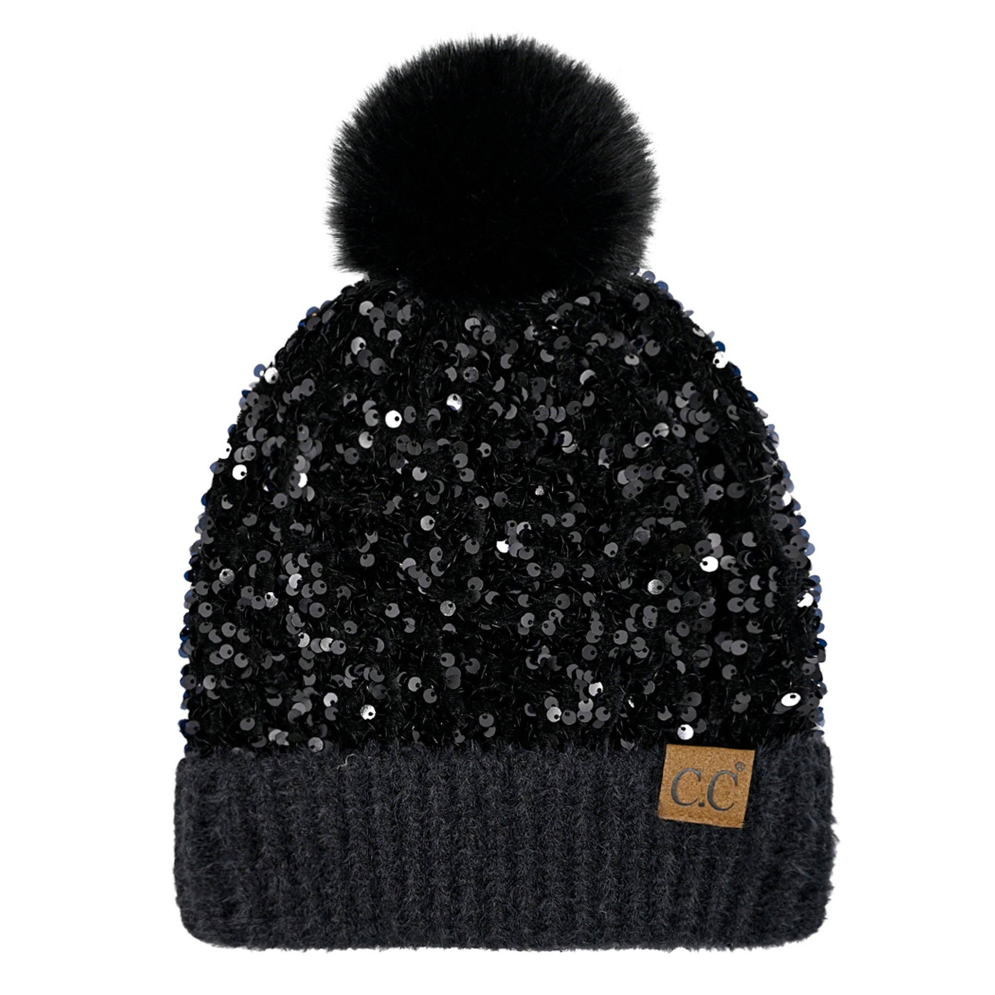 Truly Contagious - Wholesale Beanie - Dames - CC Pom muts met pailletten en pailletten (HTE0012) (HTE0017)0