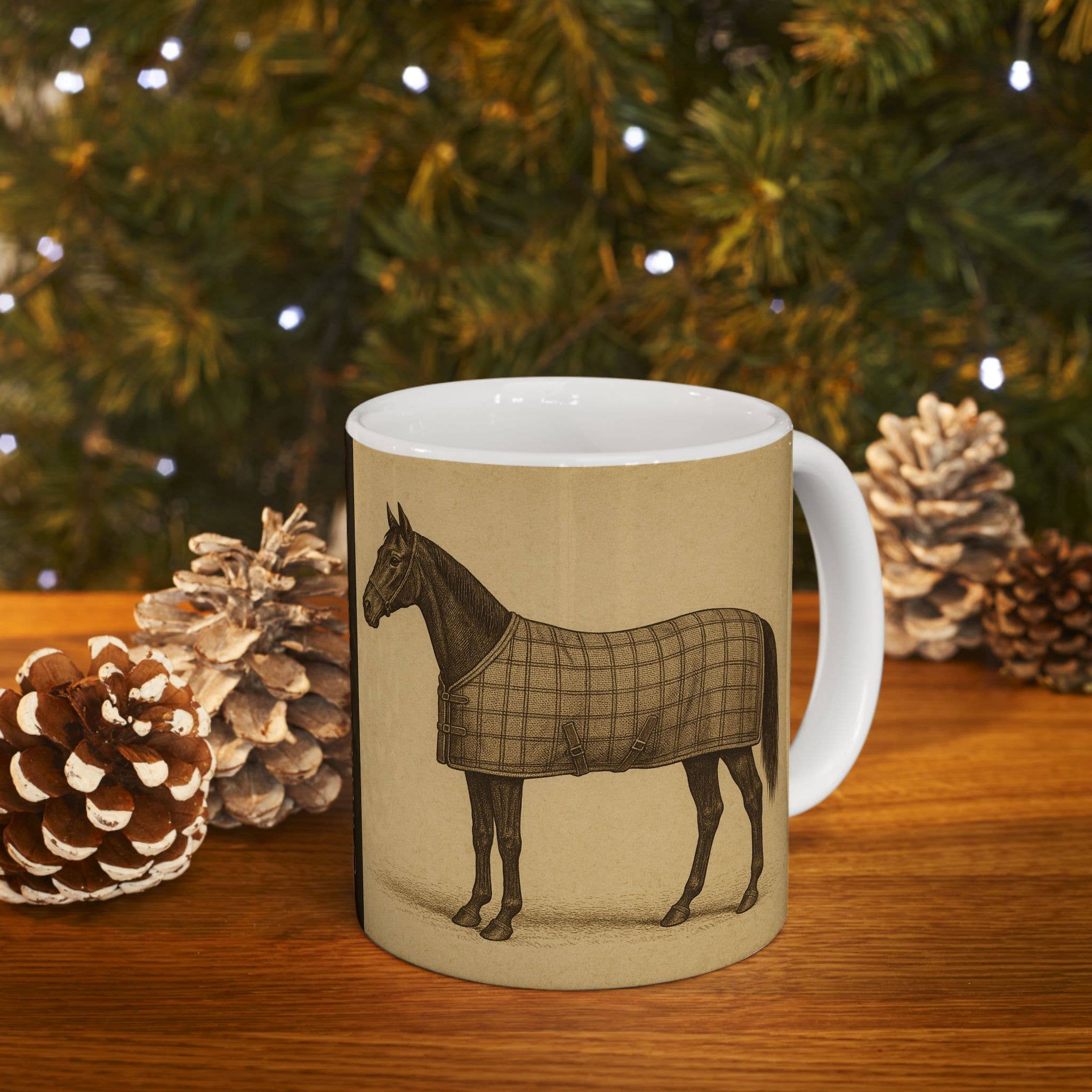 Equine & Design, LLC - Wholesale Coffee Mug - "Sweater Weather" Vintage Equestrian Ceramic Coffee Cup
