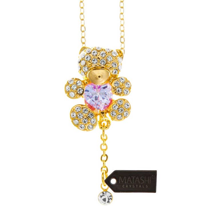 Matashi - Wholesale Pendant/Charm Necklace - Champagne Gold Plated Necklace with Teddy Bear Design7