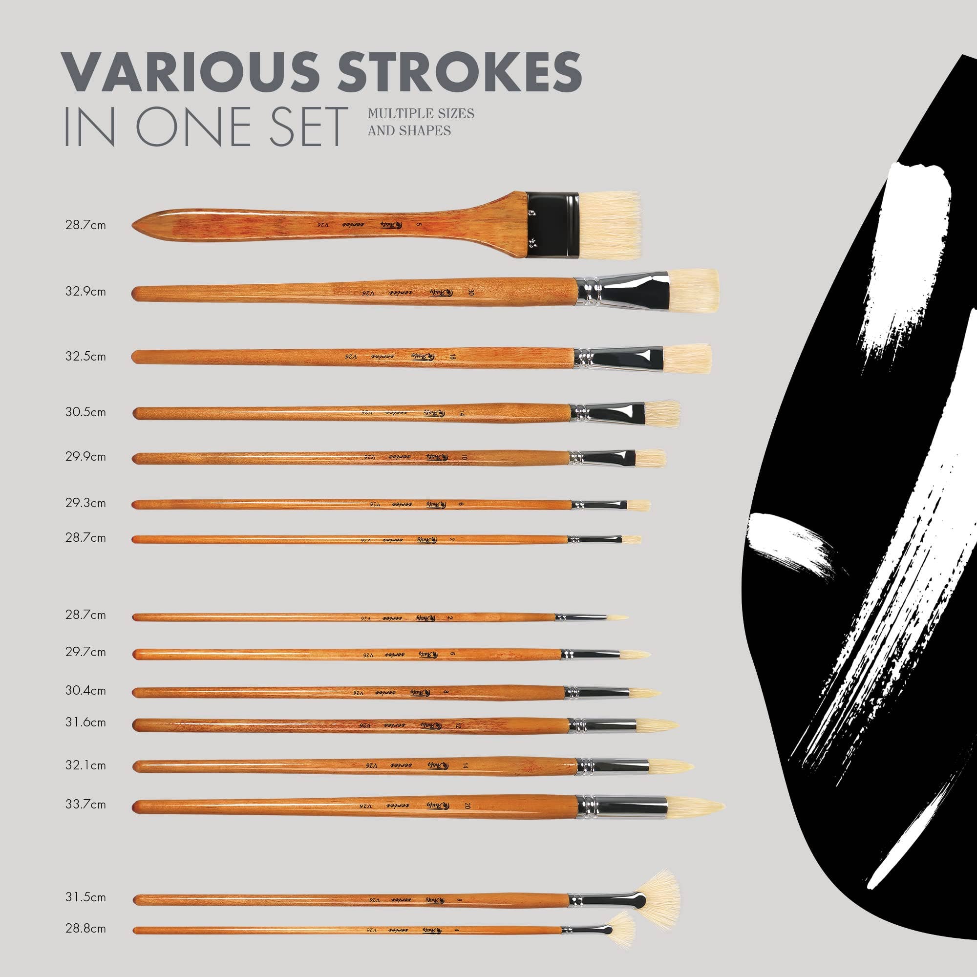 Artify - Wholesale Paint/Wax Brush - ARTIFY 15 pcs Professional Oil Paint Brush Set2