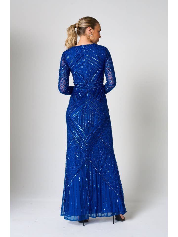 Vivian Blue Embellished Maxi Dress for wholesale on Faire4