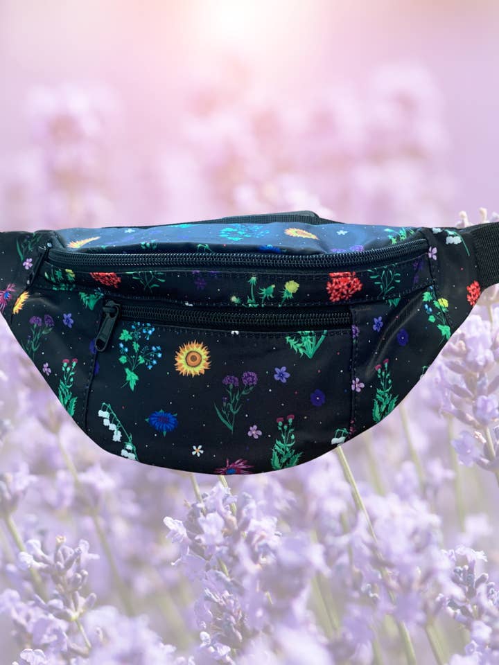 Floral on Black Fanny Pack for wholesale by Queer The Way