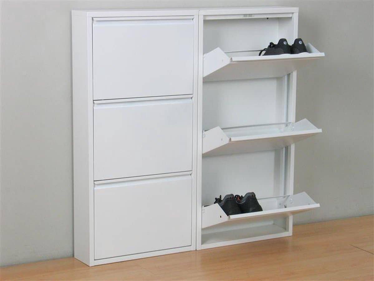 WDMT - Wholesale Shoe Rack - Metalen schoenenkast 6 - deurs - set van 2 | Mat wit1