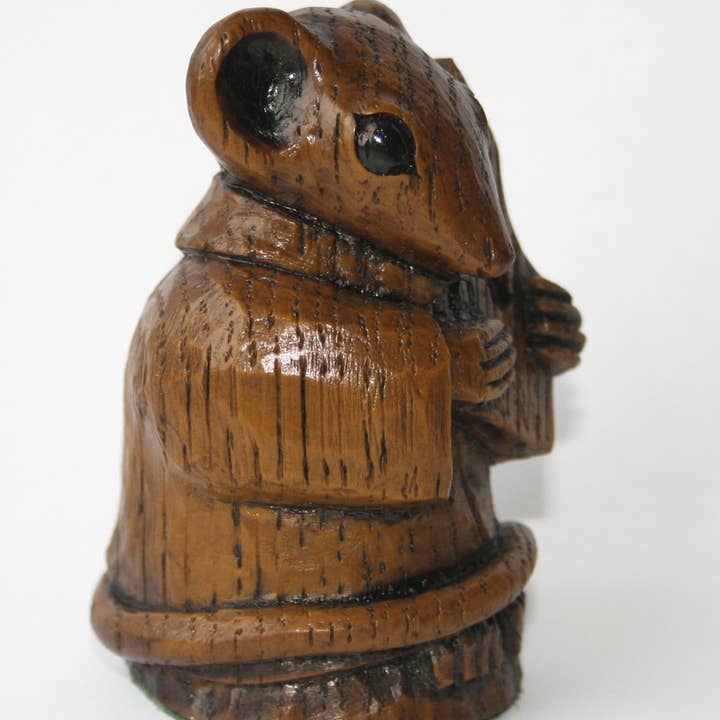 Oakapple Designs Ltd - Wholesale Decorative Figurine - Church Mouse Playing Psaltery- Reproduction carving ornament3