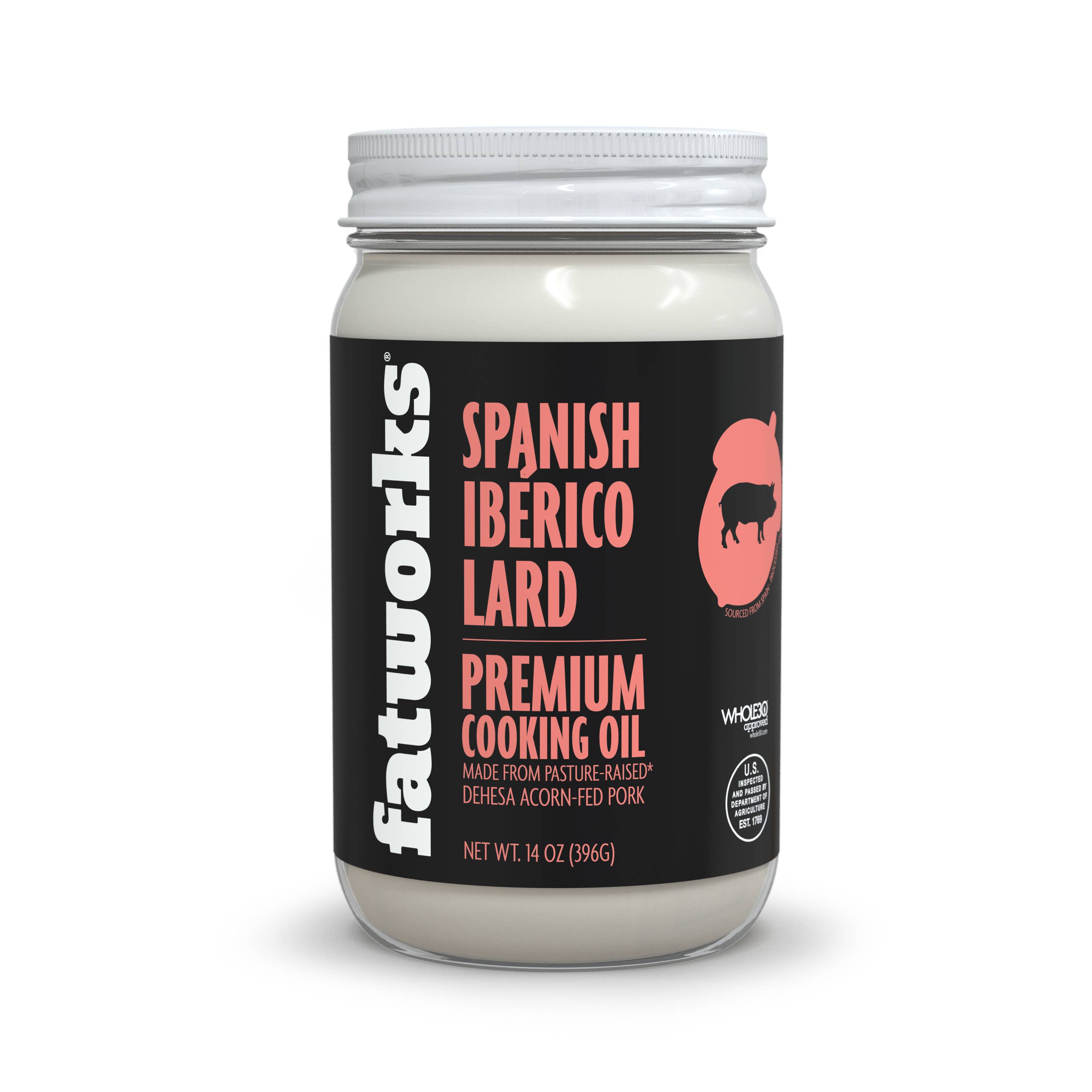 Fatworks - Vente Huile de cuisson - Lard Ibérique Espagnol Élevé en Pâturage 14 oz (NOUVEAU !0