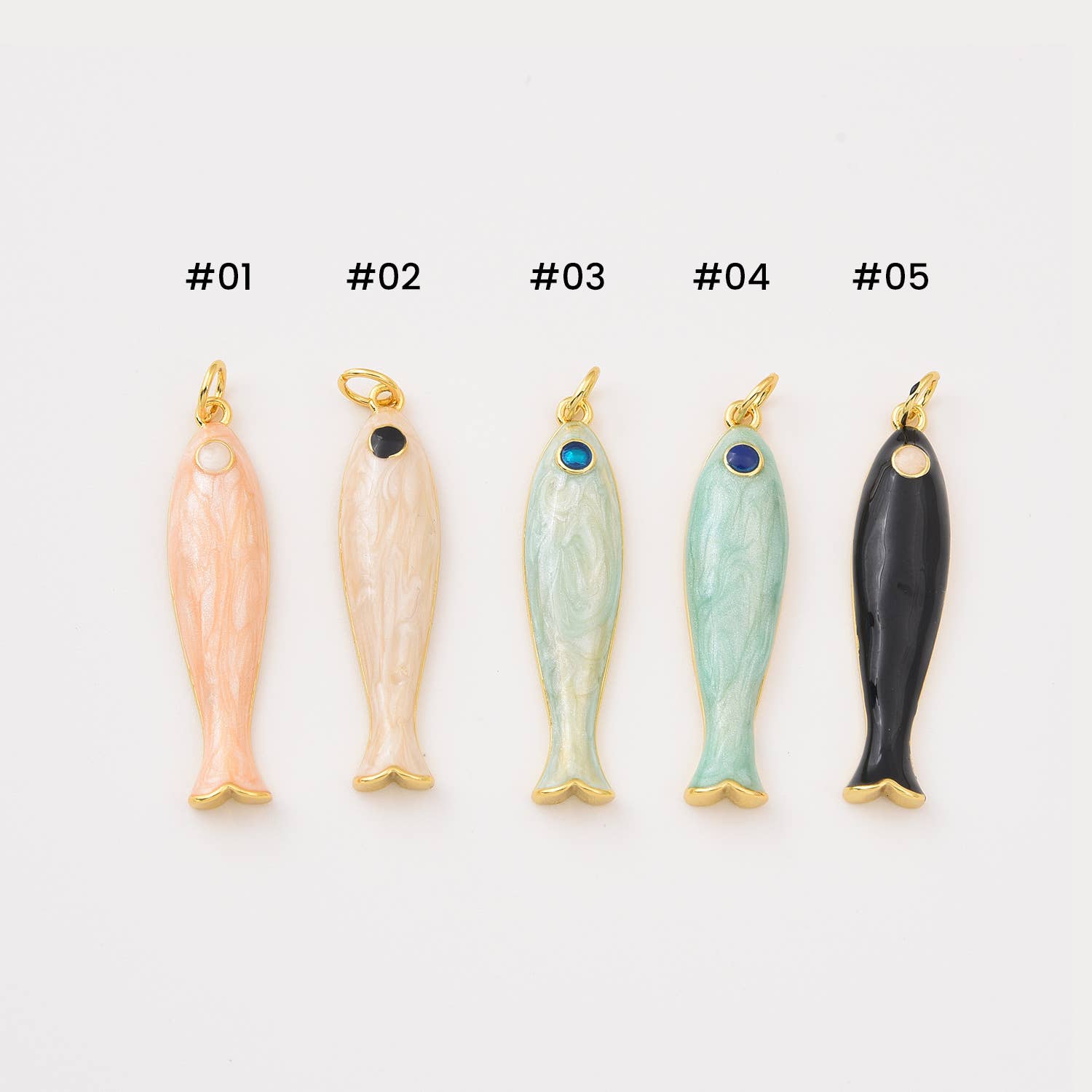 findings4uGem - Vente Breloques/médailles personnalisées - Pendentif Poisson en Émail pour Bracelet Collier Plaqué Or, CP23065