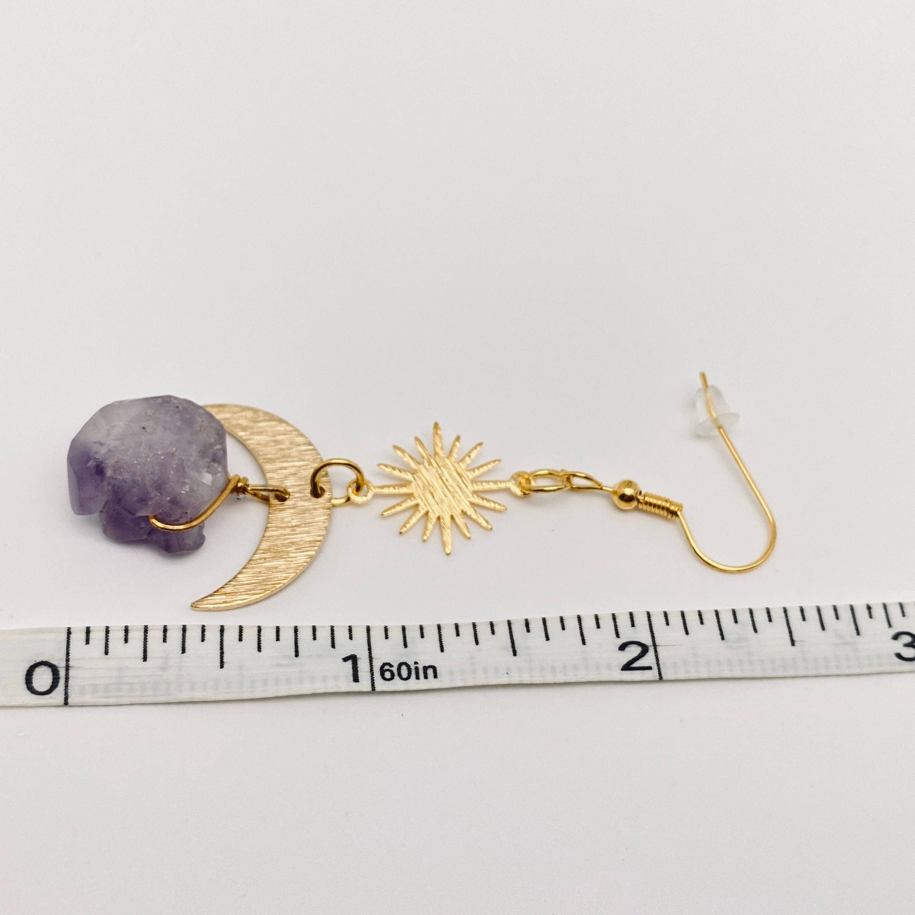 Purple Crystal Pendant Moon Earrings Bohemian Style - MS for wholesale on Faire1