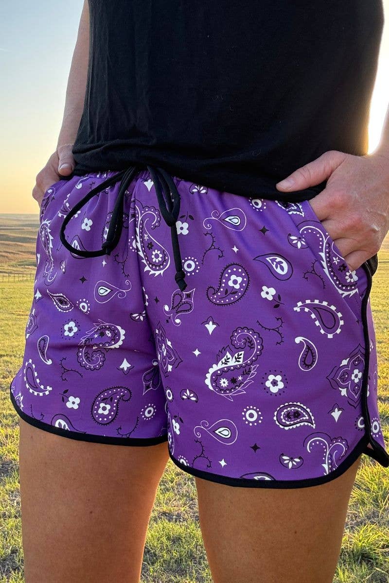 Sterling Kreek - Wholesale Shorts - Women's - Bandana Babe Purple Shorts1
