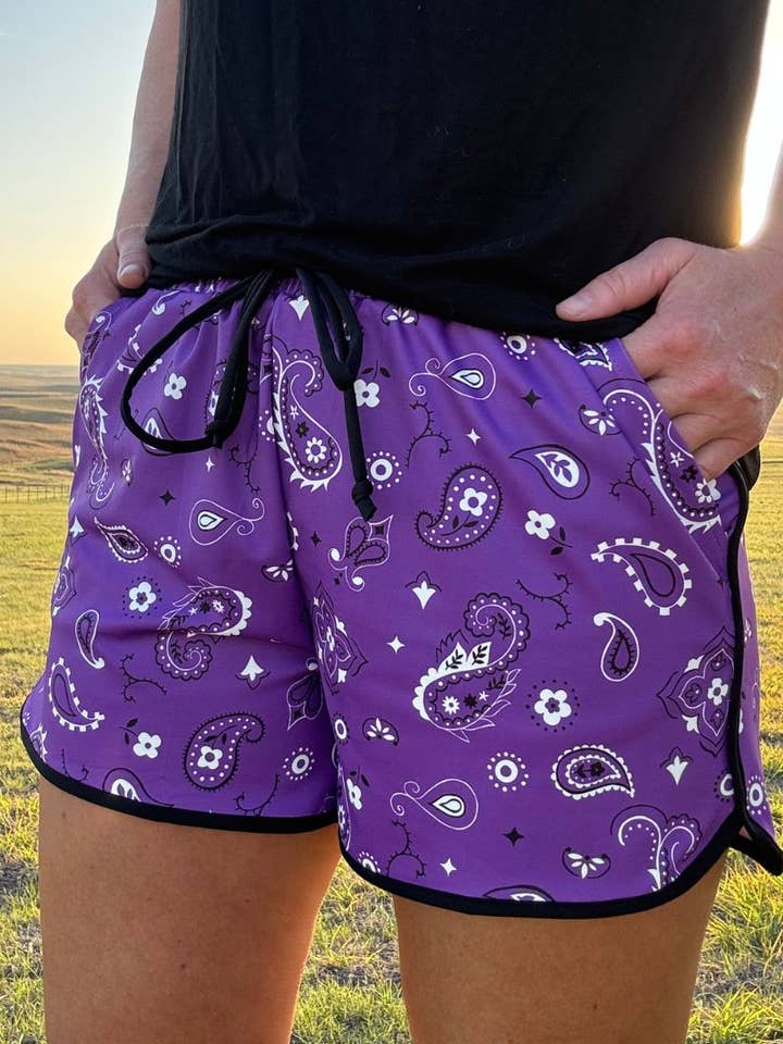 Sterling Kreek - Wholesale Shorts - Women's - Bandana Babe Purple Shorts1