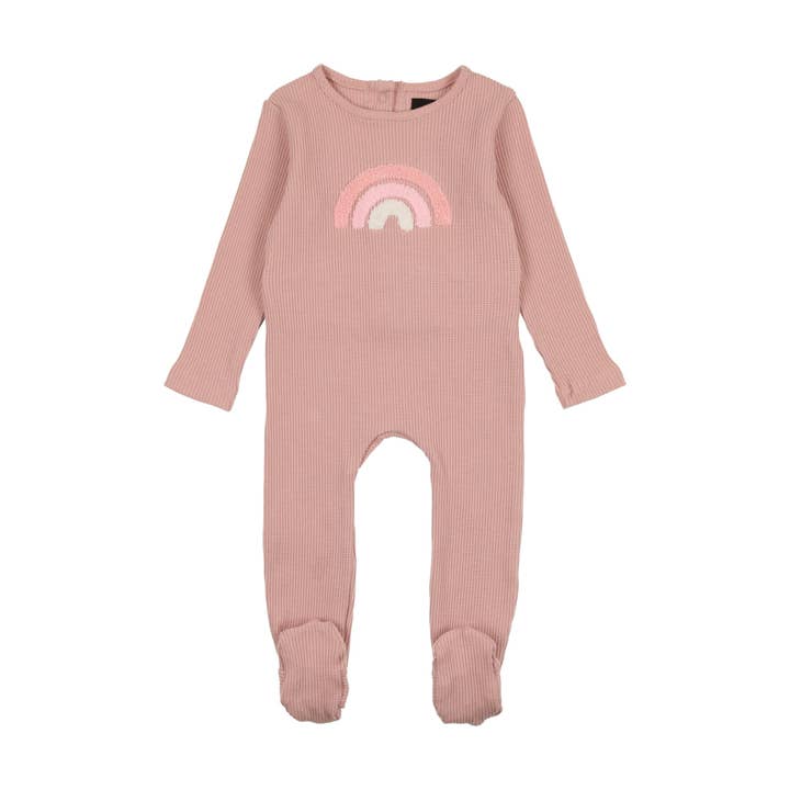 Pink Sherpa Rainbow Stretchie for engroshandel hos Cuddle and Coo