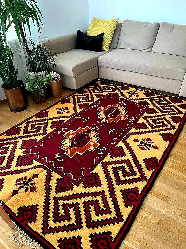 MADE WITH LOVE RO SRL – wholesale Matta – Rumänsk stor matta handvävd i ull, brun och gul2