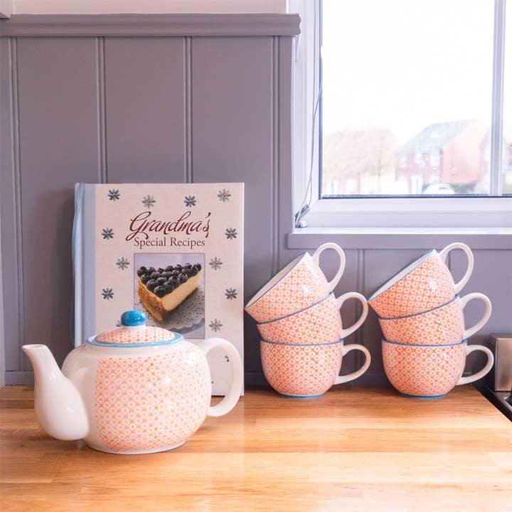 Rinkit Pty Ltd - Wholesale Tea pot - Nicola Spring Hand-Printed Teapot - 820ml - Orange4