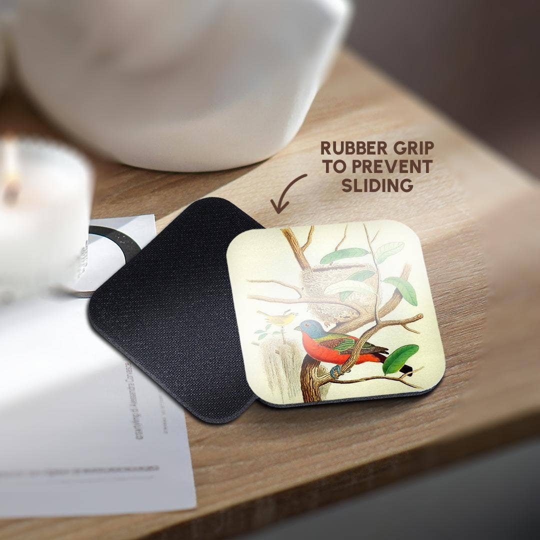 3dRose - Wholesale Coasters - 3dRose, Vintage Bird Print Painted Bunting Colorful Birds Art Illustration, Coaster10