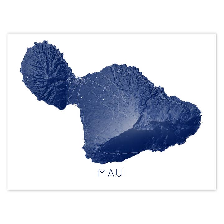 Maui Map Print - Topographic Map of Maui Hawaii Island Map Art Poster Maps for wholesale by Maps As Art