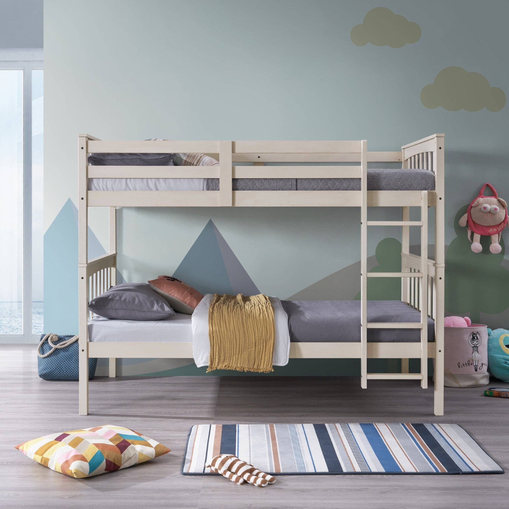 Home Design - Wholesale Bed - Kids & Baby - Home Design Ames Twin Over Twin Solid Wood Standard Bunk Bed Frame2