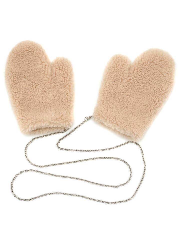 Popski Cream Oversized Teddy Mittens for wholesale by Popski London