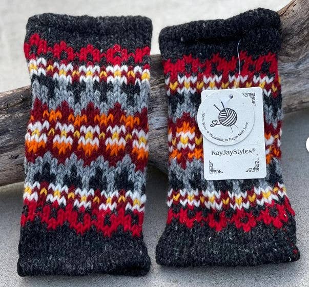 Lungta Imports – Engroshandel Handsker - Dame – Fingerløse, håndstrikkede uldhandsker med fleecefor - håndvarmer36