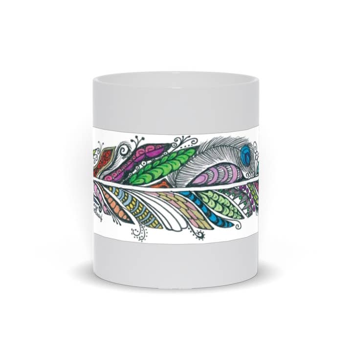 Mary O's Feather Mugs for wholesale by Mary O's Imagination