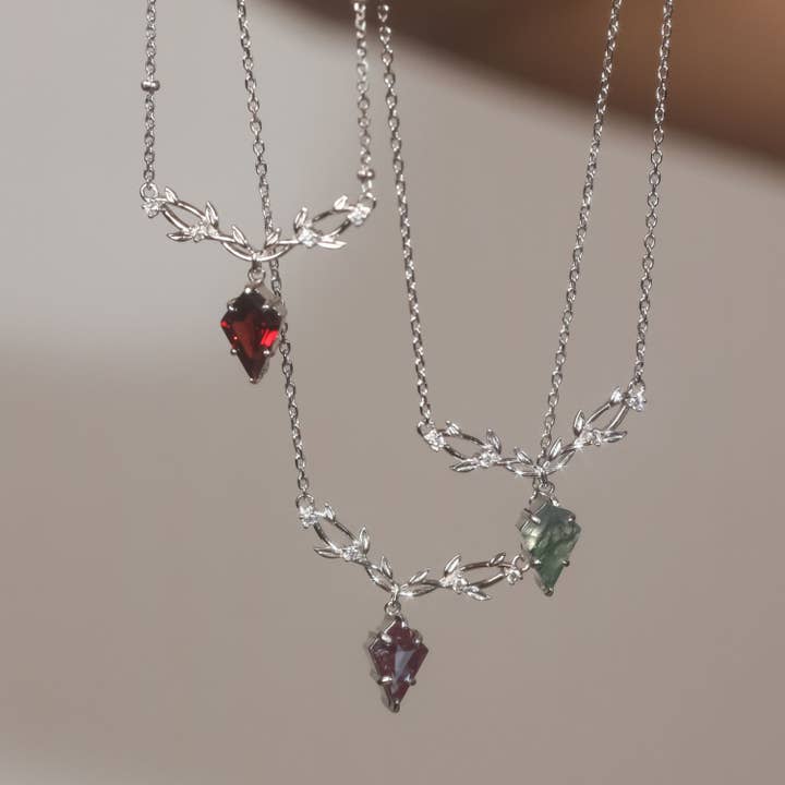 Azura Jewelry – Colar pingente/pendente por atacado – Colar de Ágata Musgosa entrelaçado Élfico3