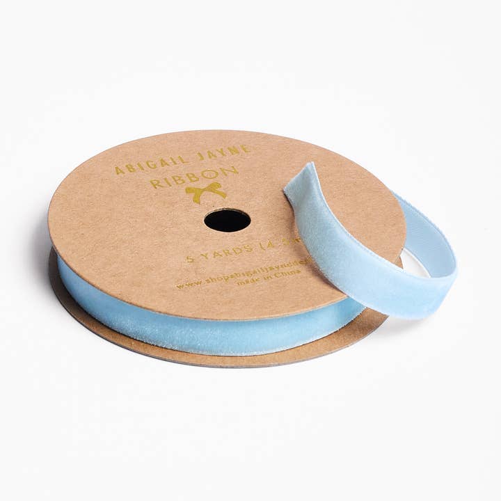 Velvet Ribbon - Sky Blue for wholesale by Abigail Jayne Design