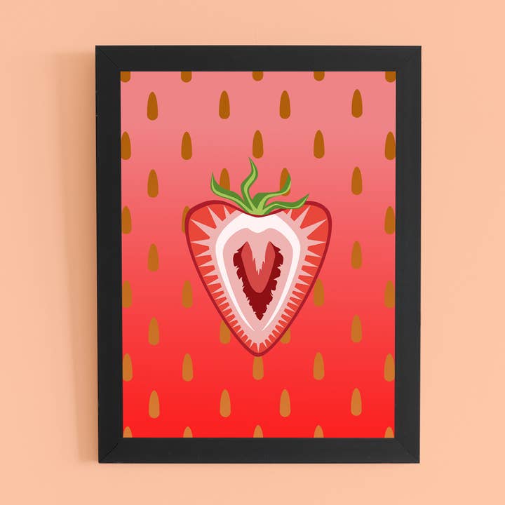 Kunstdruck mit Erdbeerfrucht für den Großhandel von Brianna Gardocki Art