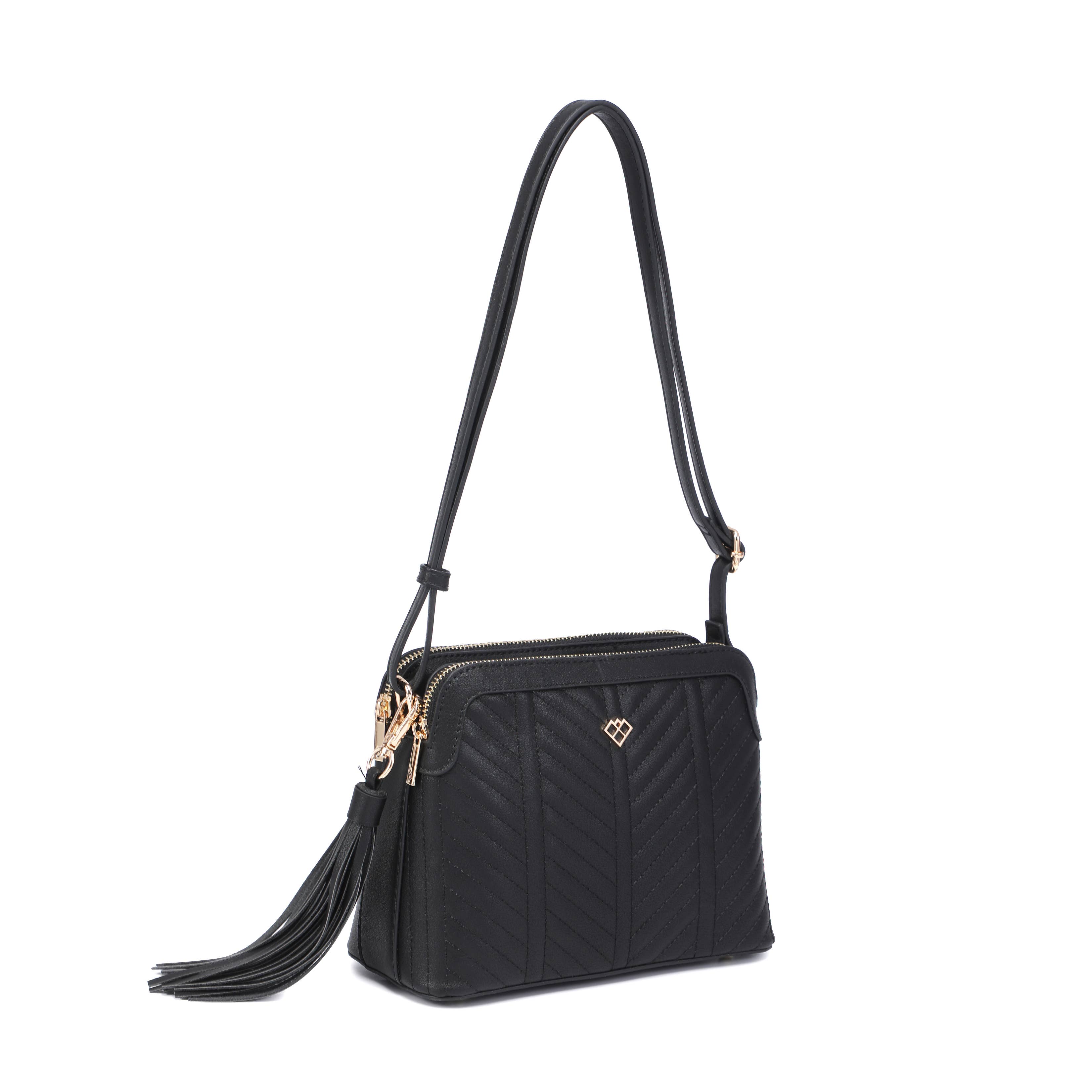 Papaya Fashion Ltd – wholesale Crossbody bag – Women's – CC022-Tassel Two Zip Top Compartments Cross Body Bag4