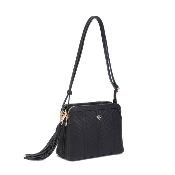 Papaya Fashion Ltd – wholesale Crossbody bag – Women's – CC022-Tassel Two Zip Top Compartments Cross Body Bag4