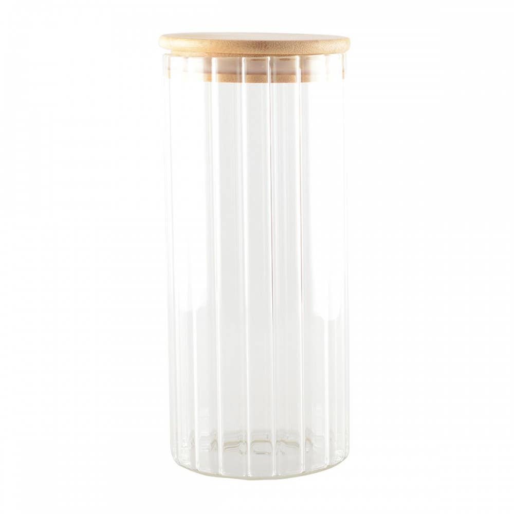 AULICA - Wholesale Jar - Glass storage jar with wooden lid 9x9x20cm0