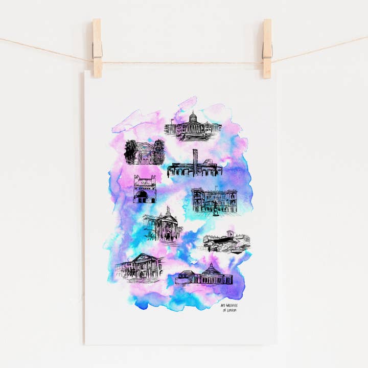 Art Galleries of London - Art Print pour la vente par Drawn Together Art Collective