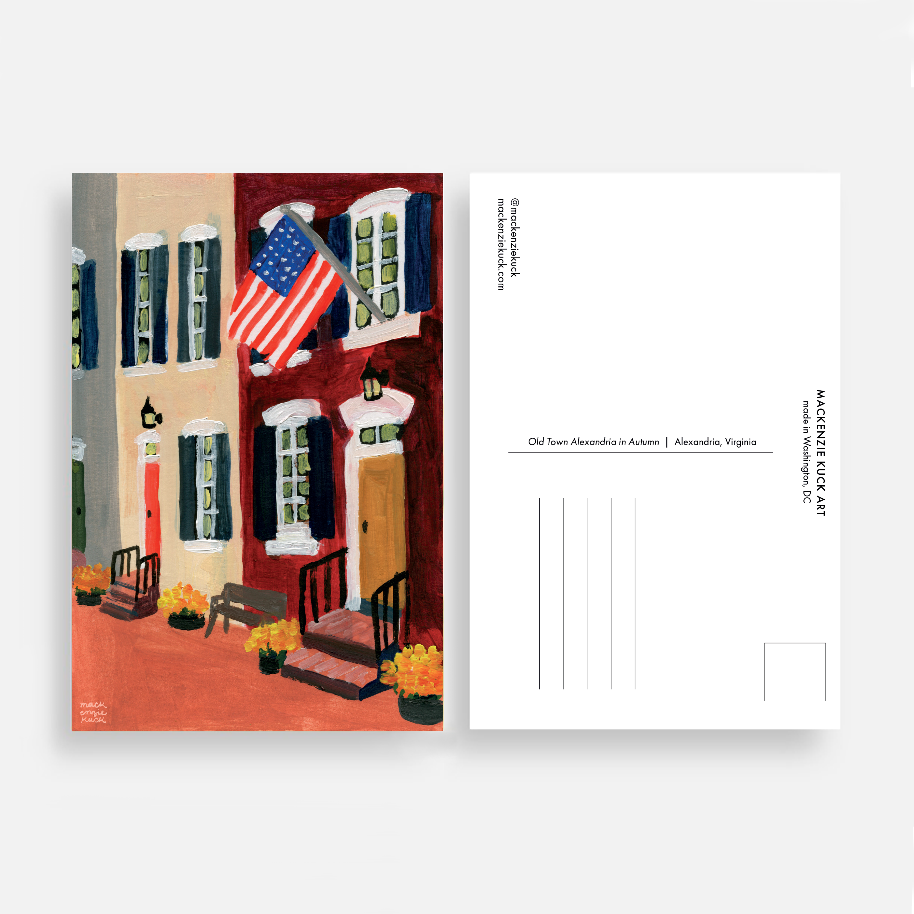 Mackenzie Kuck Art + Textiles - Wholesale Ansichtkaart - Oude Stad Alexandria in Herfst ansichtkaart1