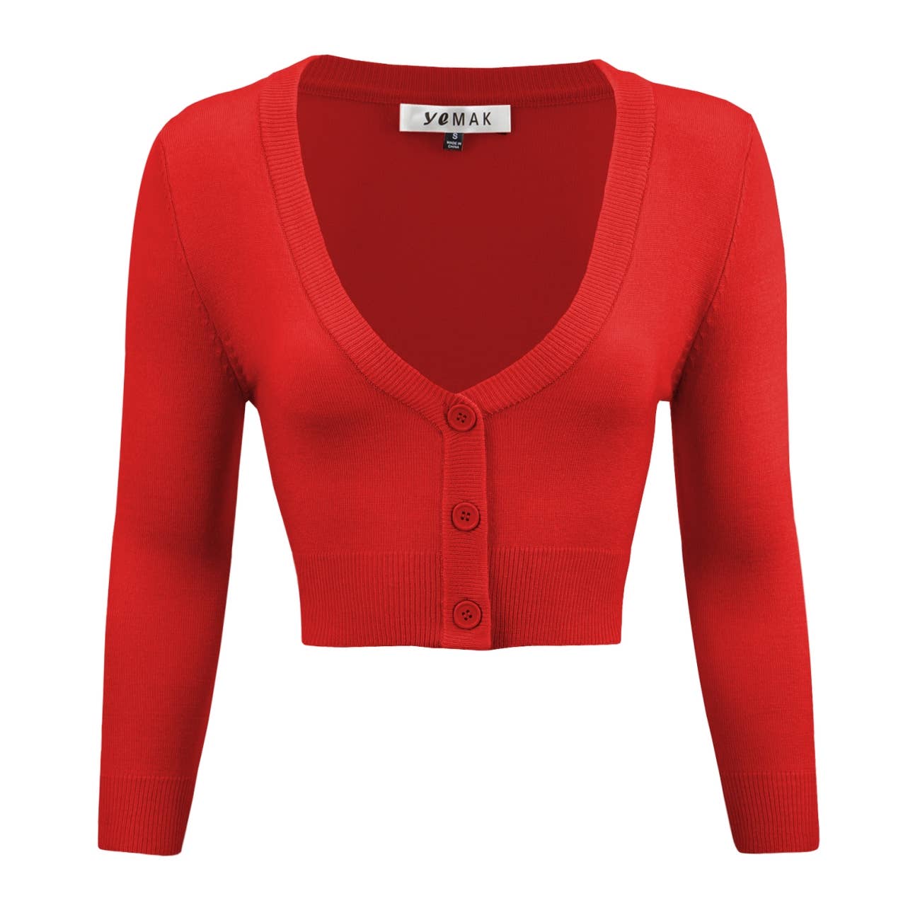 Mak - Wholesale Cardigan - Women's - Cropped Bolero 3/4 Sleeve V-Neck PLUS size Cardigan CO129PL105