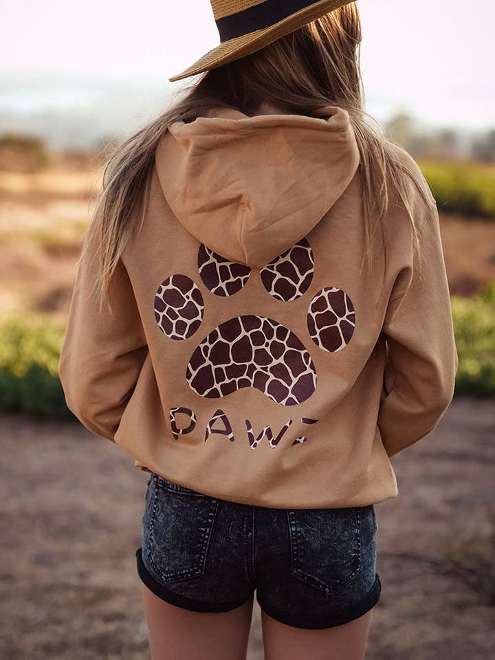 Oud-gouden hoodie met giraffenprint voor wholesale door PAWZ