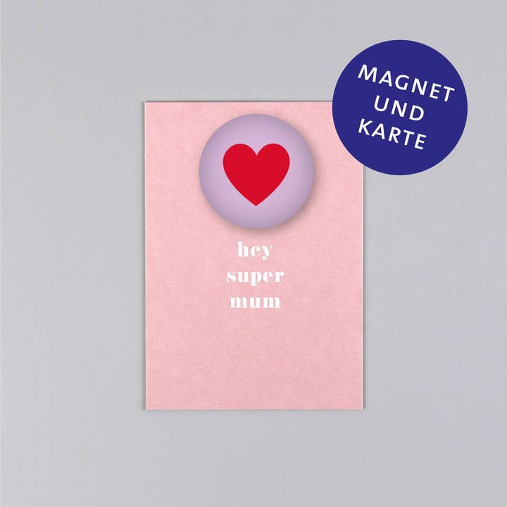 Set di magneti con cartolina Tessa Mum + Cuore per la vendita all'ingrosso da parte di Kunst an Papier