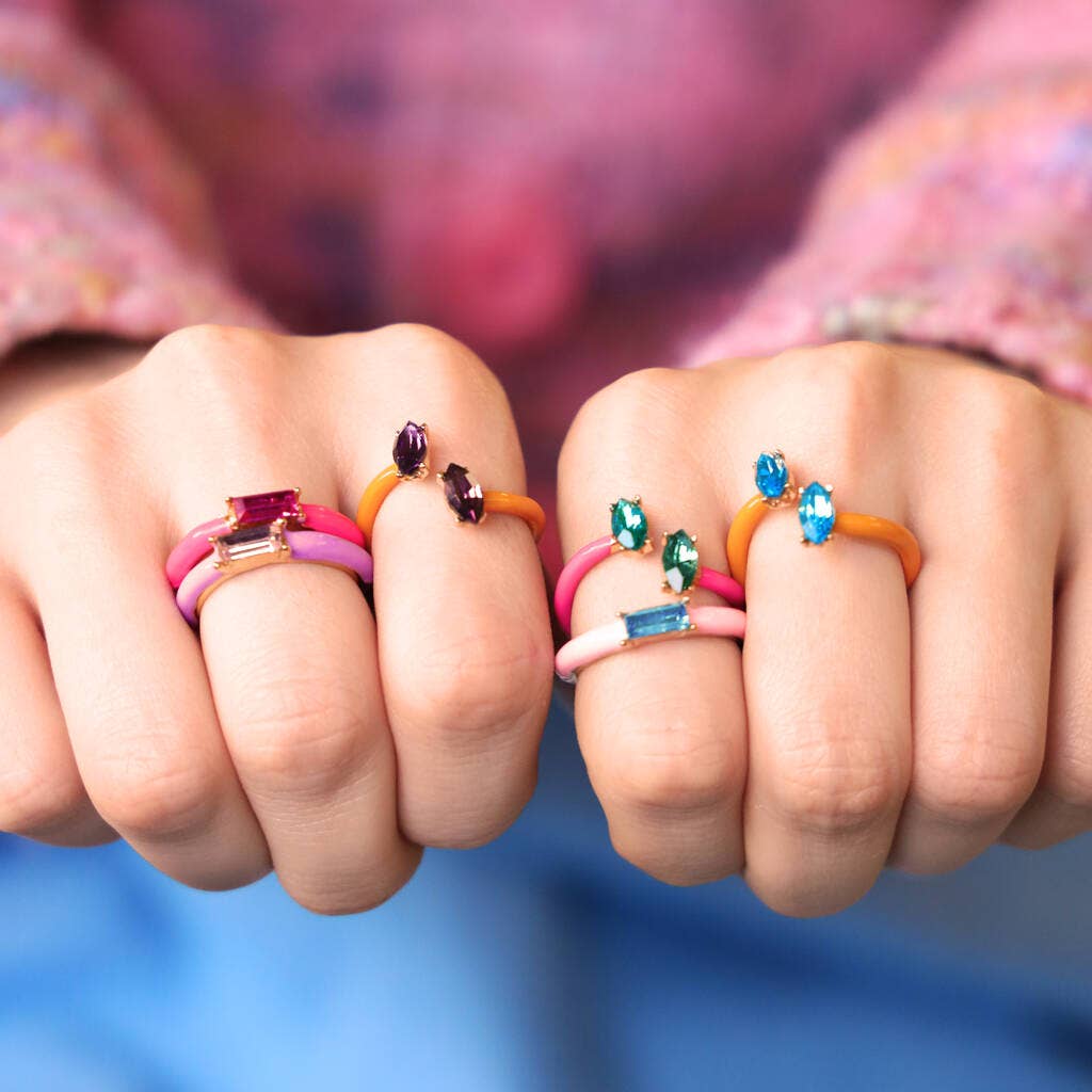 Lucent Studios Ltd - Wholesale Cocktail/Statement Ring - Bright Enamel and Glass Stone Ring4