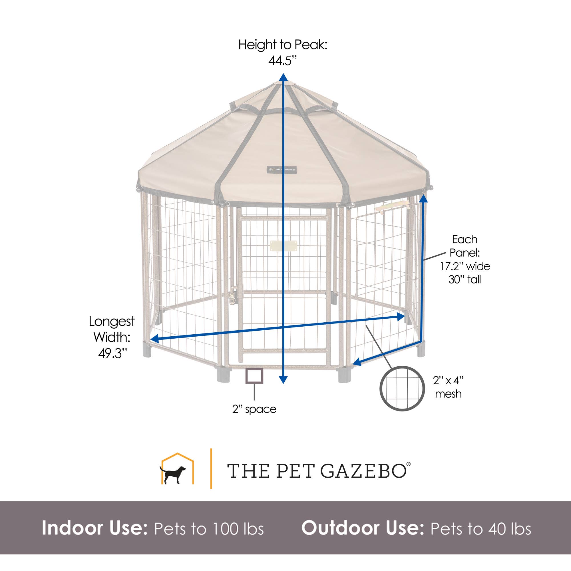 Pet Gazebo - Wholesale Pet Carrier - Cat/Dog - Portable Indoor Outdoor Dog Kennel with Waterproof Cover, 4'6