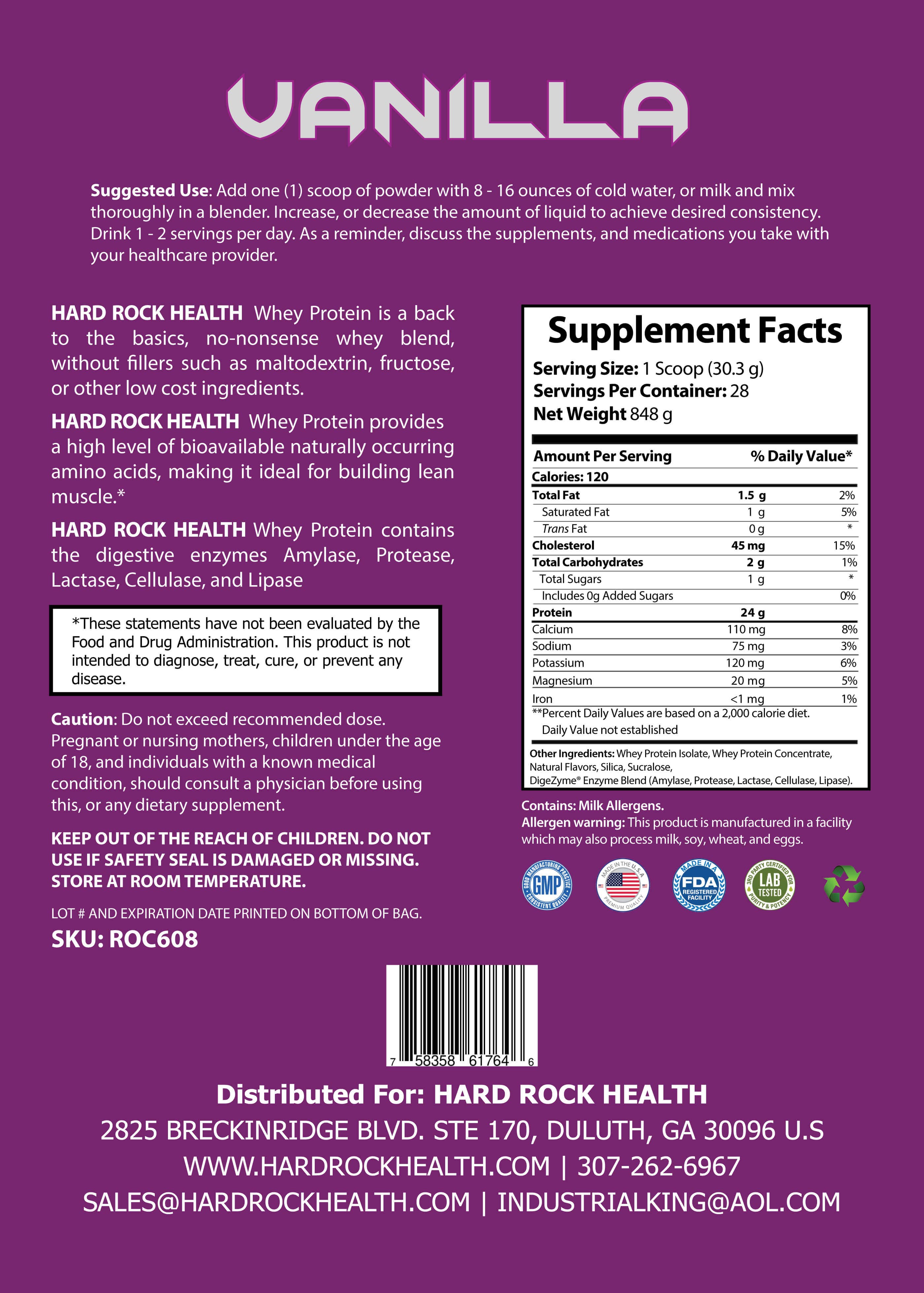 Hard Rock Health Stores - Wholesale Protein/Superfood Powder - Armor Whey Protein 2LB Vanilla2