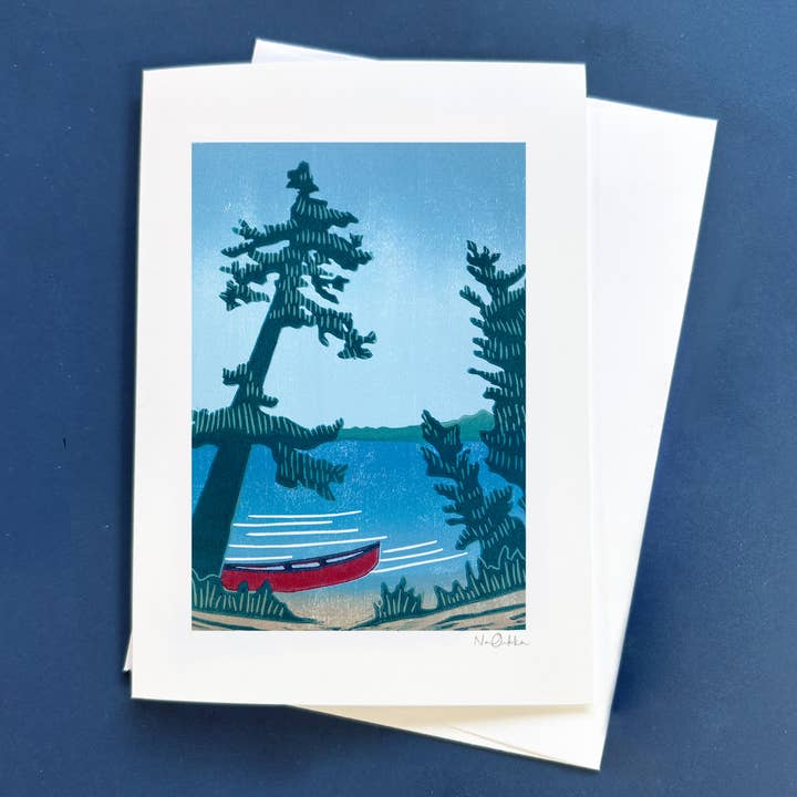 Nan Onkka Prints - Vente Carte de vœux classique - Carte de voeux Red Canoe2