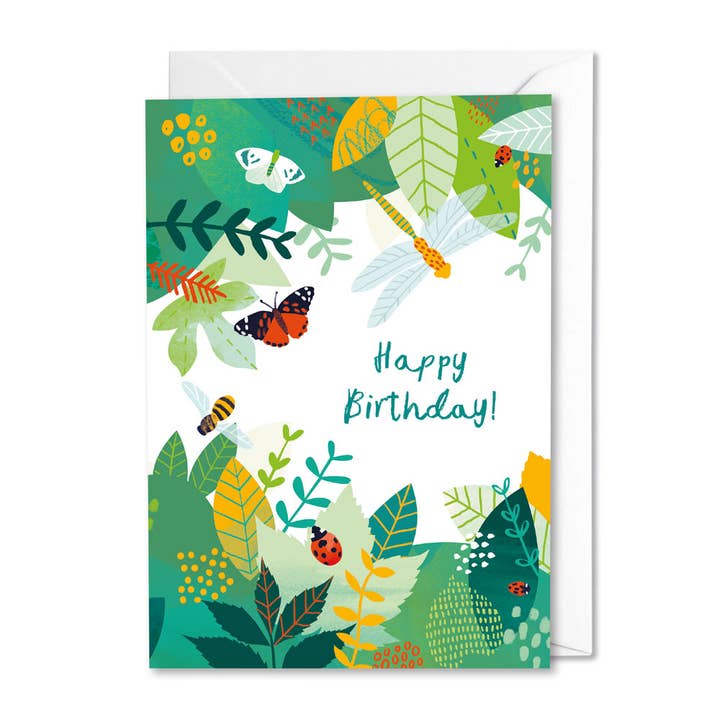 Buzz and Flutter Happy Birthday card for wholesale by Middle Mouse