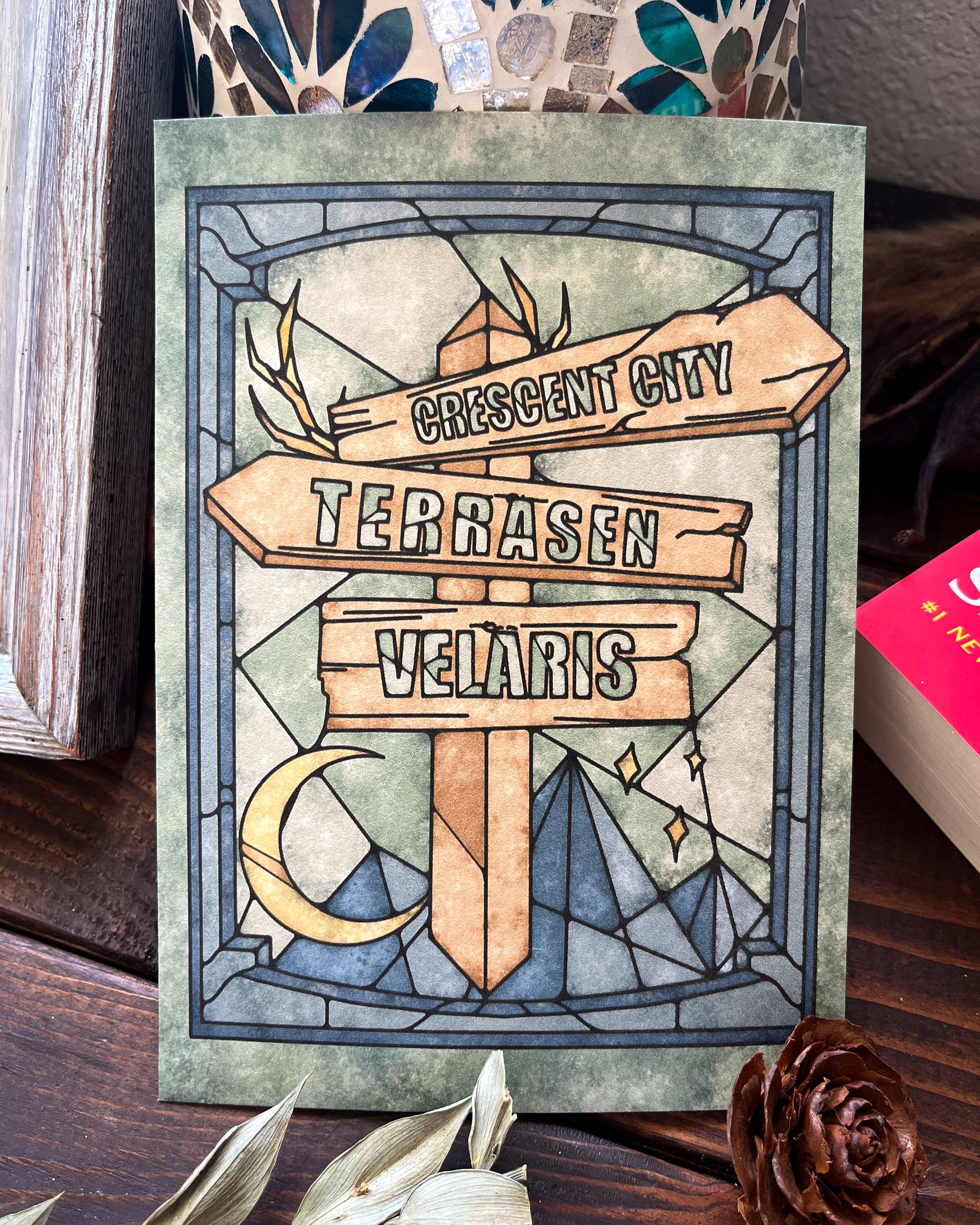 Well Read Babes – wholesale Art print – Maasverse Road Sign 5x7” Wall Art Print ACOTAR Bookish Gift1