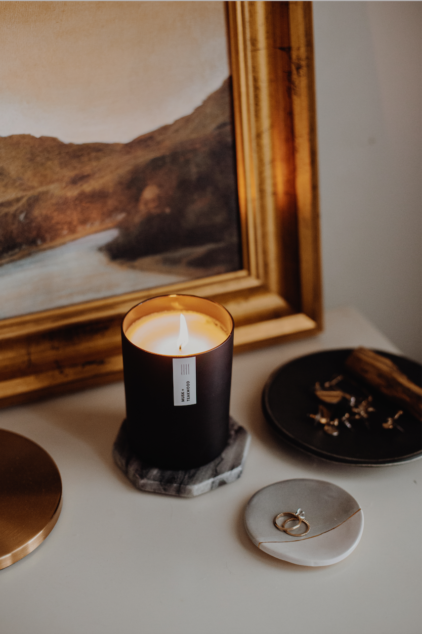 Calyan Wax Co. - Wholesale Jar/Filled Candle - Musk + Teakwood - Matte Black Tumbler Soy Candle2