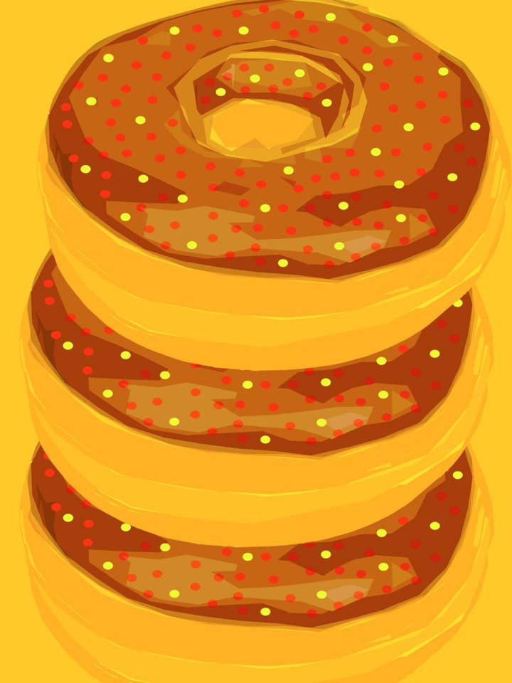 Doughnut Stack Art Print by Giraffes and Robots for wholesale by Giraffes and Robots Pop Art Studio