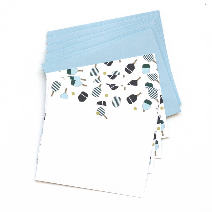 Notes plates de pickleball | Papeterie de 8 cartes de correspondance en boîte pour la vente par Joy Paper Co.