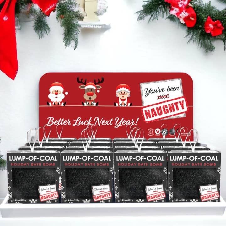 Seriously Shea - Wholesale Bath Bomb/Fizz - Christmas Best Seller! Lump-of-Coal Bath Bomb w/free display