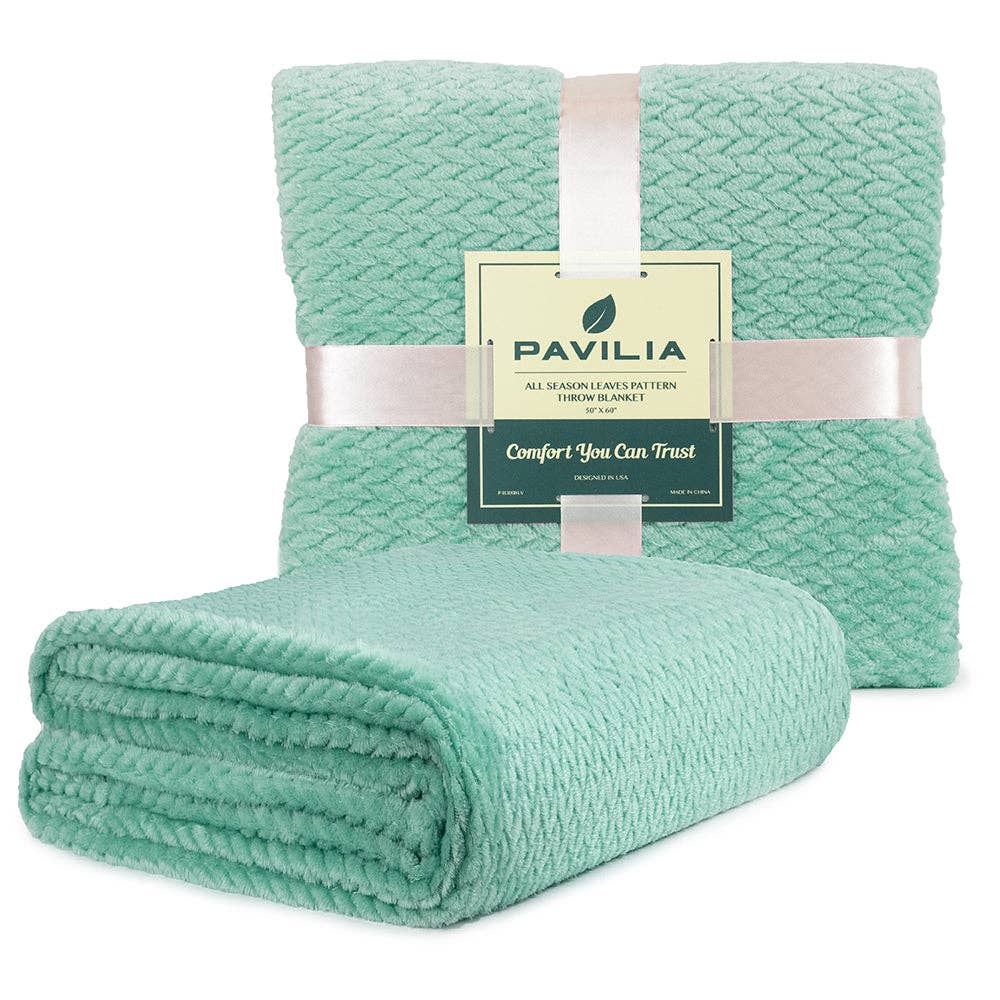 Pavilia – Manta para sofá por atacado – Cobertor de fleece texturizado com estampa de folhas82