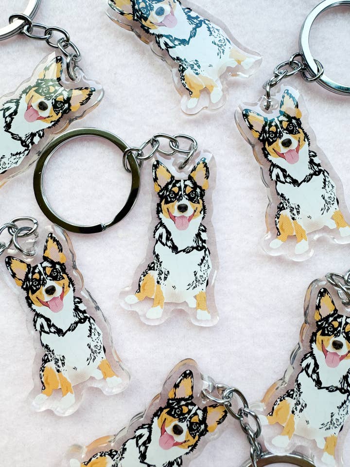 Cowboy Corgi Keychain for wholesale by Our Cheery Corner