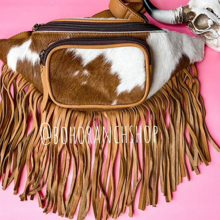 Boho Ranch Shop - Wholesale Belt Bag - Women's - Western Hairon Cowhide Fanny Pack - bum sling bag