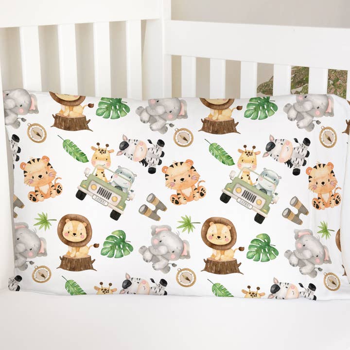 Pillowcase - Safari (2 sizes available) for wholesale by Honey Lemonade- Minky Baby Blankets and Gifts