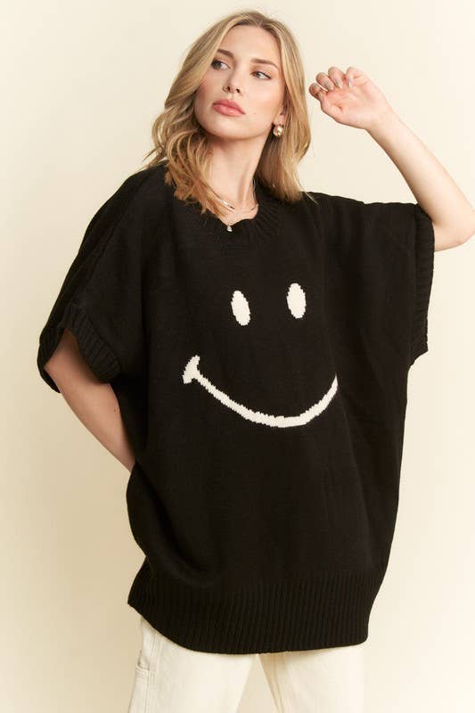 JADE BY JANE - Wholesale Knit Top - Women's - SHORT SLEEVE SMILE OVERSIZED KNIT TOP13