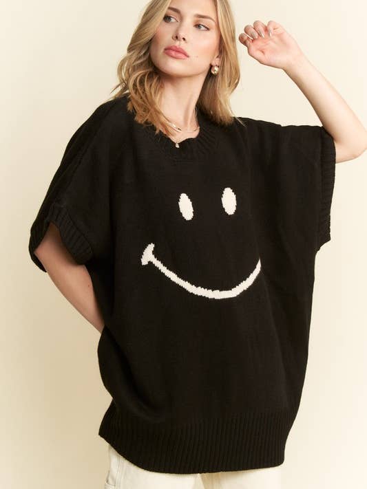 JADE BY JANE - Wholesale Knit Top - Women's - SHORT SLEEVE SMILE OVERSIZED KNIT TOP13